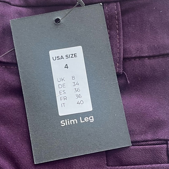 Rekucci Women's Ease Into Comfort Fit Slim Stretch Pants 4 Plum, New With Tags - Picture 4 of 10